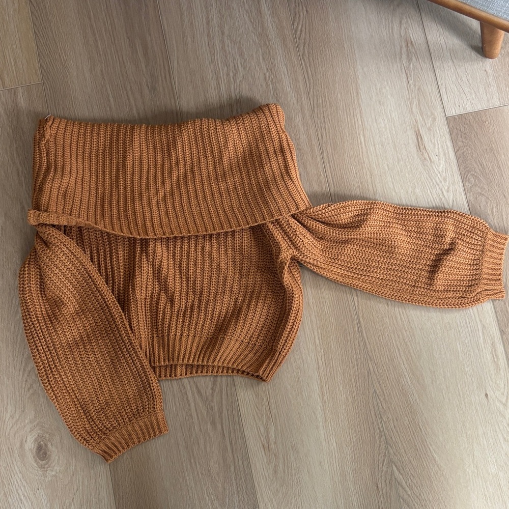 Lulu's Orange Off-the-Shoulder Sweater